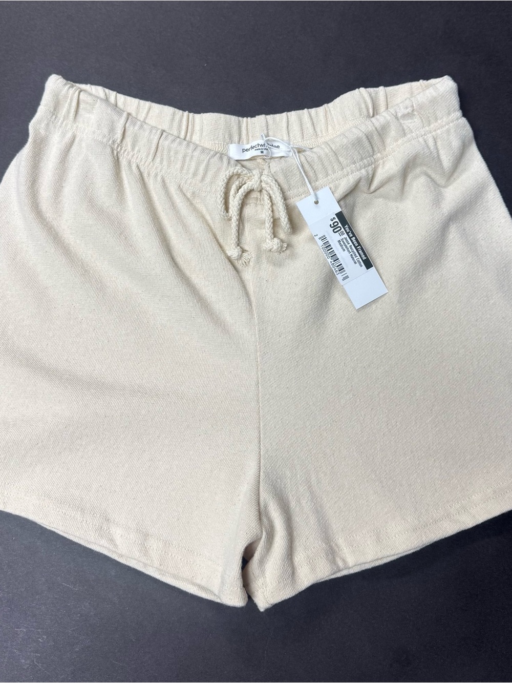 perfectwhitetee recycled cotton sweatshort Knit Drawstring Athletic Shorts